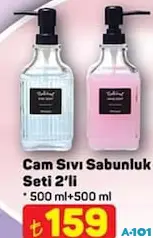 CAM SIVI SABUNLUK SETİ 2'Lİ 500 ML+500 ML CAM SIVI SABUNLUK SETİ 2'Lİ 500 ML+500 ML